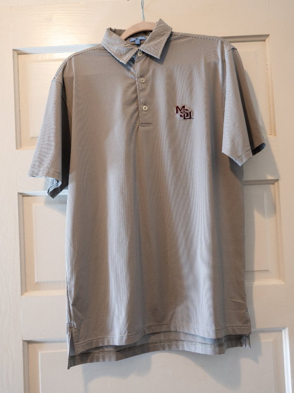 GenTeal Mississippi State Performance Polo Charcoal Pinstripe Medium